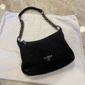 Black Suede Prada Shoulder Bag